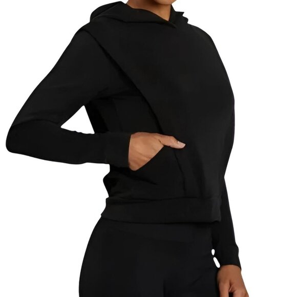 NUX Sleek Mia Cropped Hoodie Black M - Picture 1 of 8